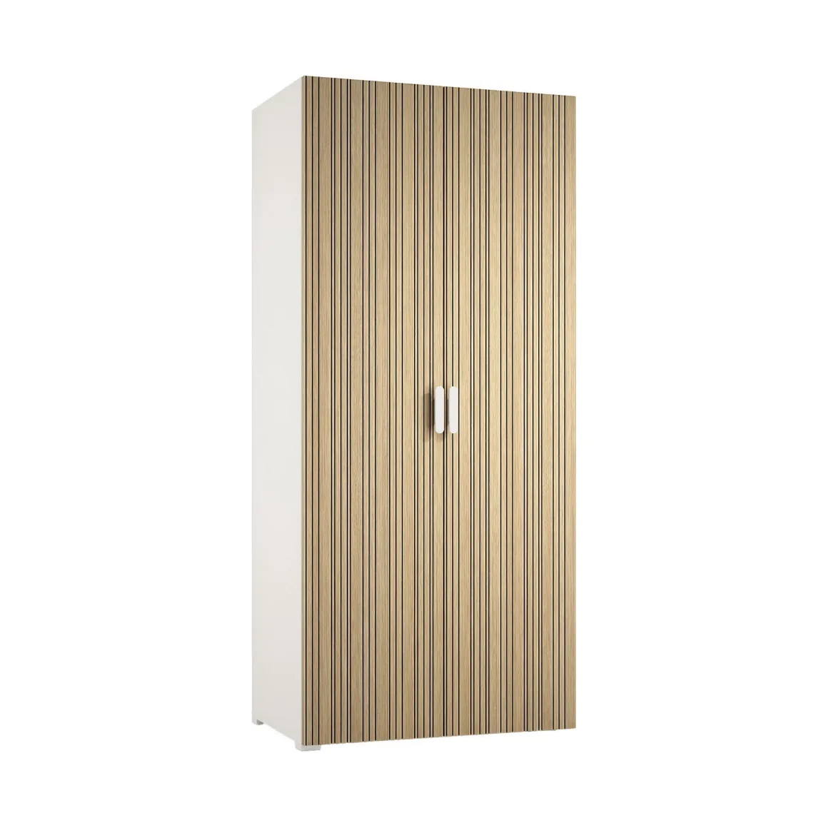 Guardaroba 2 Ante > Dmora Guardaroba 2 Ante Bianco Marrone Rovere 6 Ripiani Appendiabiti 60x183h cm, Apertura Battente - Modenese Marrone, Bianco Rovere