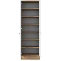 Guardaroba 2 Ante > Dmora Guardaroba 2 Ante Bianco Marrone Rovere 6 Ripiani Appendiabiti 60x183h cm, Apertura Battente - Modenese Marrone, Bianco Rovere