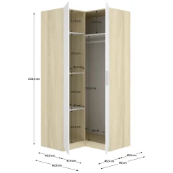Guardaroba 2 Ante > Dmora Guardaroba 2 Ante Bianco Marrone Rovere Nodi Appendiabiti 3 Ripiani 75x194.5h cm, 4 Vani - Vittuone Marrone, Bianco Rovere Nodi