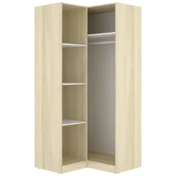 Guardaroba 2 Ante > Dmora Guardaroba 2 Ante Bianco Marrone Rovere Nodi Appendiabiti 3 Ripiani 75x194.5h cm, 4 Vani - Vittuone Marrone, Bianco Rovere Nodi
