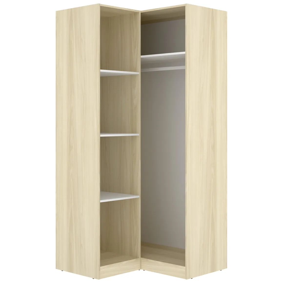 Guardaroba 2 Ante > Dmora Guardaroba 2 Ante Bianco Marrone Rovere Nodi Appendiabiti 3 Ripiani 75x194.5h cm, 4 Vani - Vittuone Marrone, Bianco Rovere Nodi