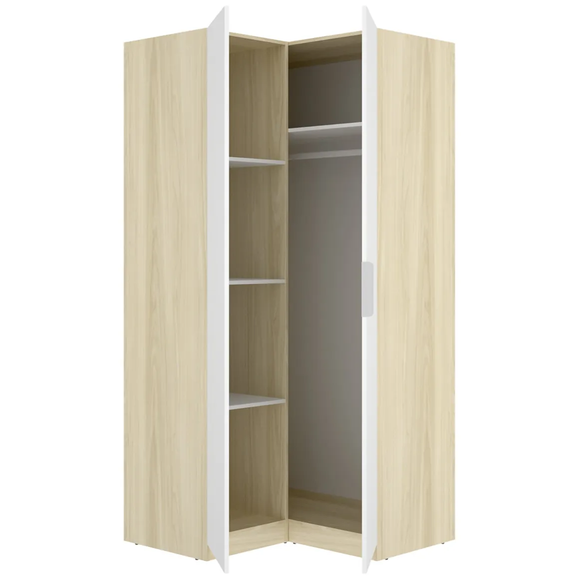 Guardaroba 2 Ante > Dmora Guardaroba 2 Ante Bianco Marrone Rovere Nodi Appendiabiti 3 Ripiani 75x194.5h cm, 4 Vani - Vittuone Marrone, Bianco Rovere Nodi