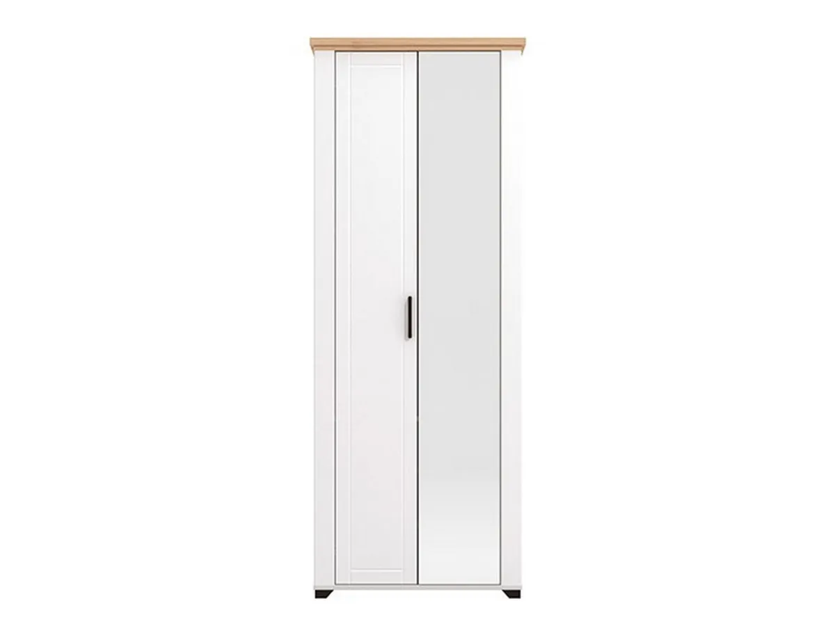 Guardaroba 2 Ante > Dmora Guardaroba 2 Ante Bianco Marrone Rovere Nodi Appendiabiti 3 Ripiani 75x194.5h cm, 4 Vani - Vittuone Marrone, Bianco Rovere Nodi