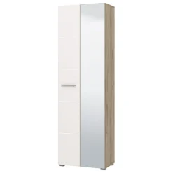Guardaroba 2 Ante > Dmora Guardaroba 2 Ante Bianco Marrone Rovere Nodi Appendiabiti un Ripiano 80.5x203.5h cm, 2 Ante - Santadi Marrone, Bianco Rovere Nodi