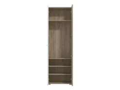 Guardaroba 2 Ante Bianco Marrone Rovere Nodi Appendiabiti 4 Ripiani 60x192.5h cm, 5 Vani - Griante