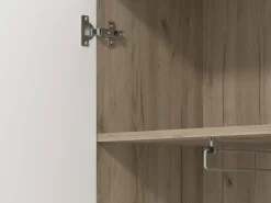 Guardaroba 2 Ante Bianco Marrone Rovere Nodi Appendiabiti 4 Ripiani 60x192.5h cm, 5 Vani - Griante
