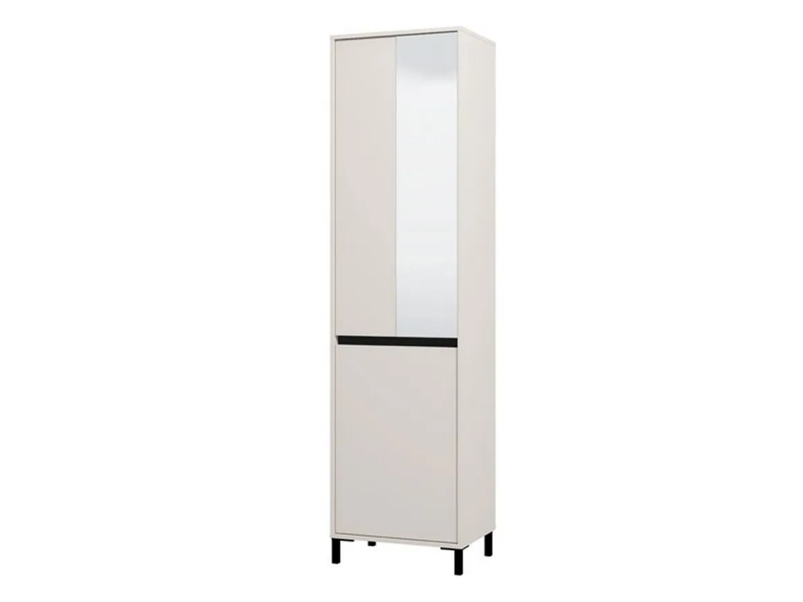 Guardaroba 2 Ante Bianco Nero Appendiabiti 2 Ripiani 54.5x205.5h cm, 3 Vani - Monta