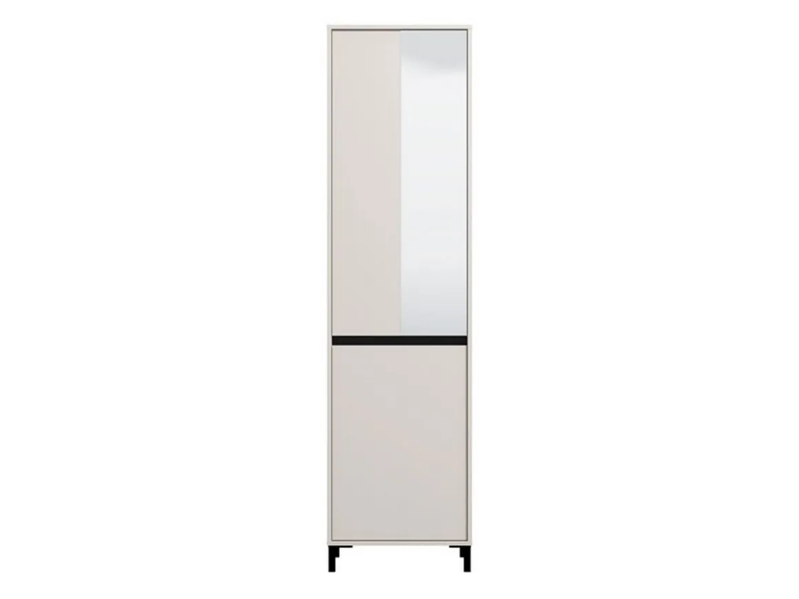 Guardaroba 2 Ante Bianco Nero Appendiabiti 2 Ripiani 54.5x205.5h cm, 3 Vani - Monta
