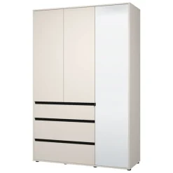 Guardaroba 3 Ante > Dmora Guardaroba 3 Ante Bianco Nero 4 Ripiani 3 Cassetti 138x55 cm, Appendiabiti - Ilbonoo Nero, Bianco