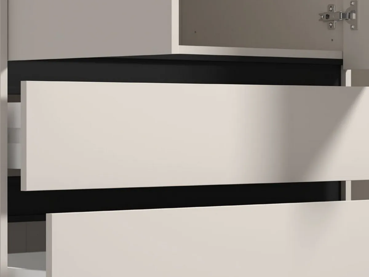 Guardaroba 3 Ante > Dmora Guardaroba 3 Ante Bianco Nero 4 Ripiani 3 Cassetti 138x55 cm, Appendiabiti - Ilbonoo Nero, Bianco