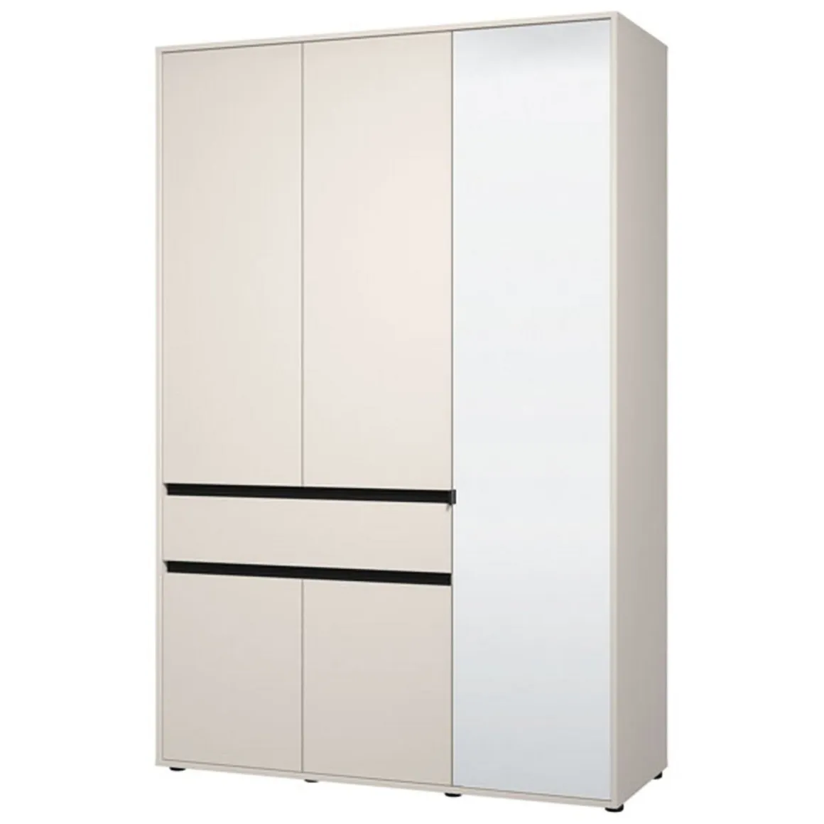 Guardaroba 3 Ante Bianco Nero 5 Ripiani un Cassetto 138x54.5 cm, Appendiabiti - Ilbono