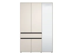 Guardaroba 3 Ante Bianco Nero 5 Ripiani un Cassetto 138x54.5 cm, Appendiabiti - Ilbono