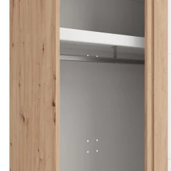 Guardaroba 2 Ante > Dmora Guardaroba 2 Ante Bianco Opaco Marrone Rovere 2 Ripiani Appendiabiti 195x218h cm, Apertura Scorrevole - Bujumb Marrone Rovere, Bianco Opaco
