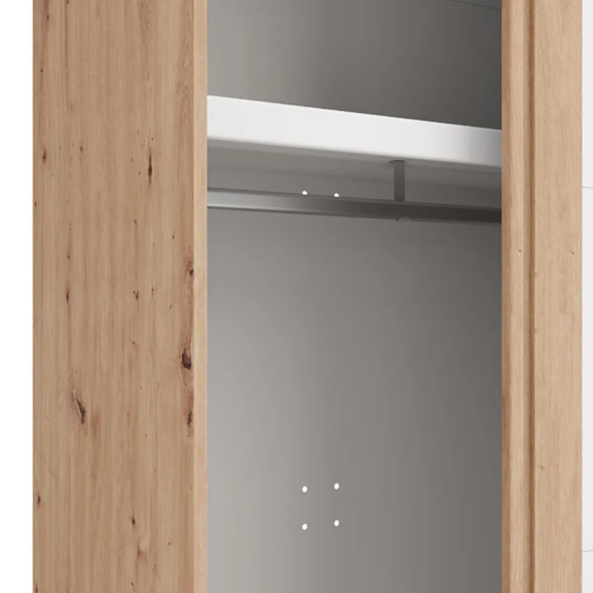 Guardaroba 2 Ante > Dmora Guardaroba 2 Ante Bianco Opaco Marrone Rovere 2 Ripiani Appendiabiti 195x218h cm, Apertura Scorrevole - Bujumb Marrone Rovere, Bianco Opaco