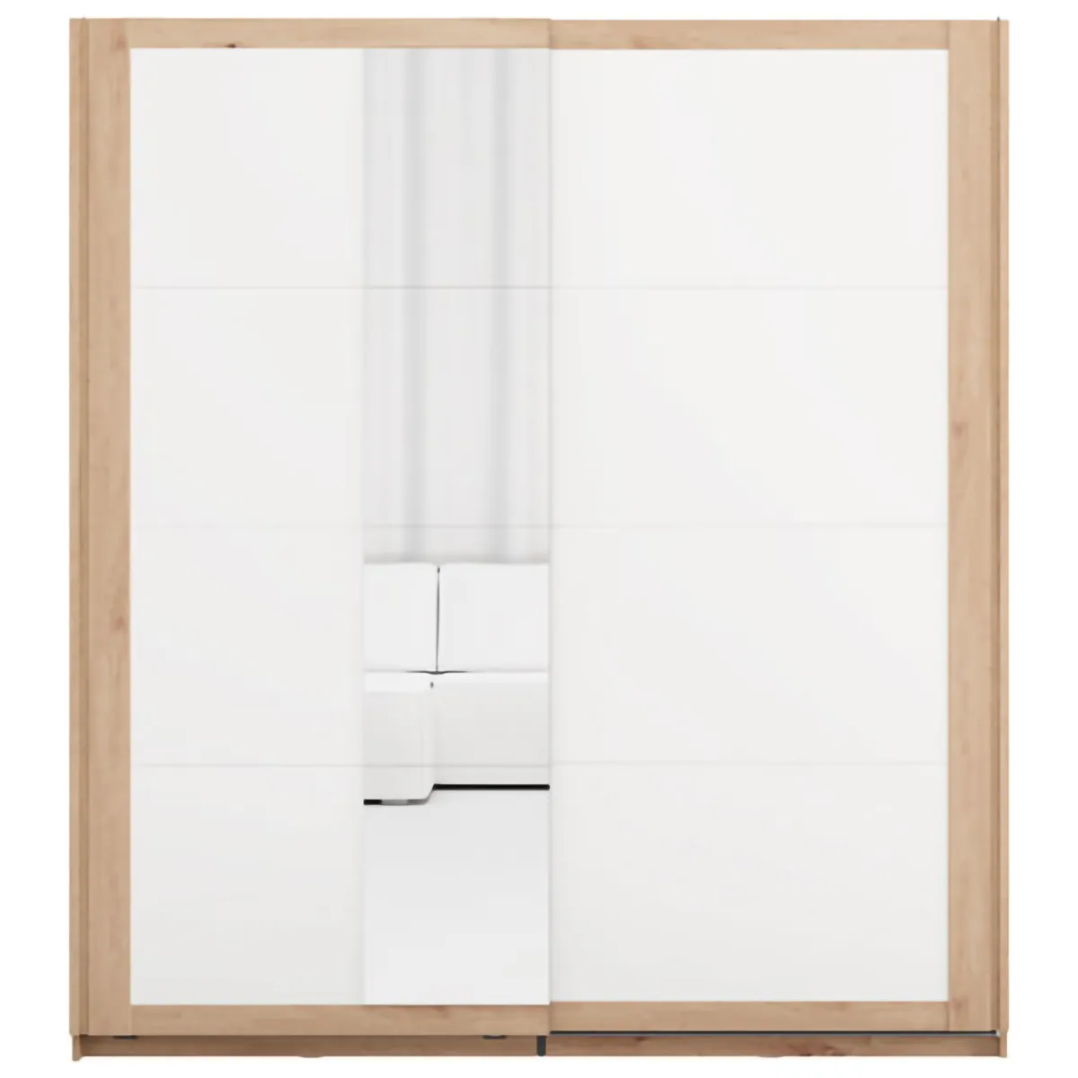Guardaroba 2 Ante > Dmora Guardaroba 2 Ante Bianco Opaco Marrone Rovere 2 Ripiani Appendiabiti 195x218h cm, Apertura Scorrevole - Bujumb Marrone Rovere, Bianco Opaco