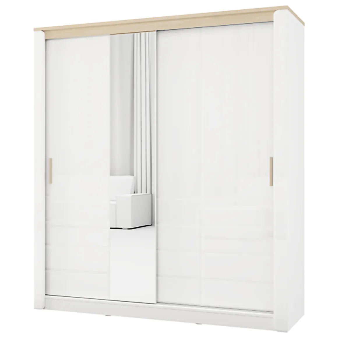 Guardaroba 2 Ante > Dmora Guardaroba 2 Ante Bianco Opaco Marrone Rovere Nodi 4 Ripiani Appendiabiti 95x208h cm, Apertura Battente - Tavole Marrone Rovere nodi, Bianco Opaco