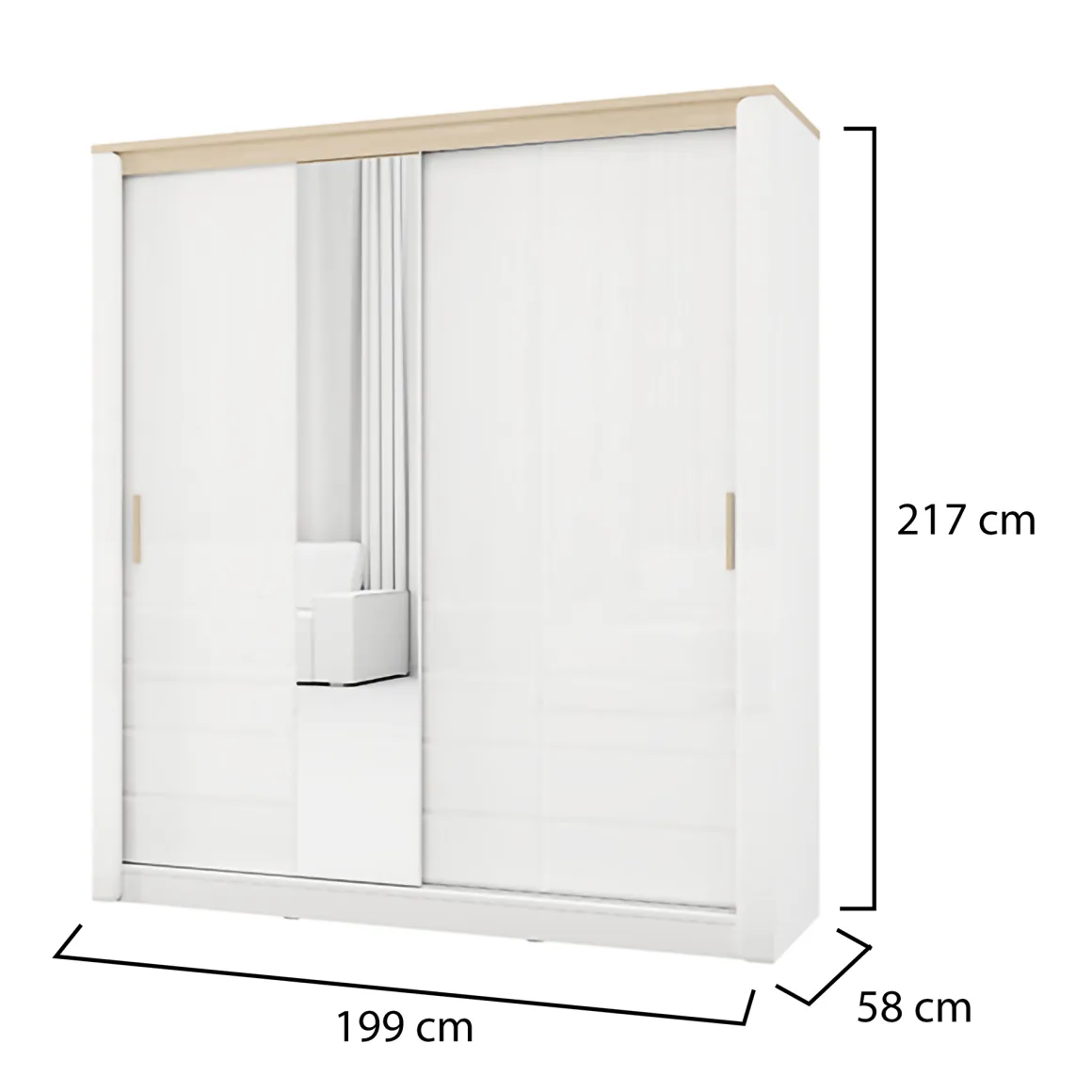 Guardaroba 2 Ante > Dmora Guardaroba 2 Ante Bianco Opaco Marrone Rovere Nodi 4 Ripiani Appendiabiti 95x208h cm, Apertura Battente - Tavole Marrone Rovere nodi, Bianco Opaco
