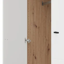 Guardaroba 2 Ante Bianco Opaco Marrone Rovere Nodi Appendiabiti un Ripiano 79x208h cm, 2 Ante - Pomar