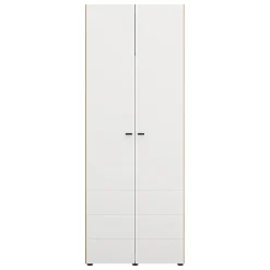 Guardaroba 2 Ante Bianco Opaco Marrone Rovere Nodi Appendiabiti un Ripiano 79x208h cm, 2 Ante - Pomar