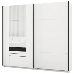 Guardaroba 2 Ante > Dmora Guardaroba 2 Ante Bianco Opaco Nero 4 Ripiani Appendiabiti 205x216h cm, 2 Cassetti - Copala Nero, Bianco Opaco
