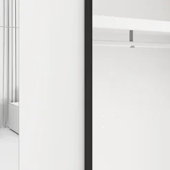 Guardaroba 2 Ante Bianco Opaco Nero 2 Ripiani Appendiabiti 220x205h cm, Apertura Scorrevole - Lalibe