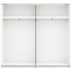 Guardaroba 2 Ante Bianco Opaco Nero 2 Ripiani Appendiabiti 220x205h cm, Apertura Scorrevole - Lalibe