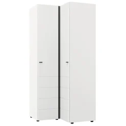 Guardaroba 2 Ante > Dmora Guardaroba 2 Ante Bianco Opaco Nero Appendiabiti un Ripiano 79x208h cm, 2 Ante - Pomar Nero, Bianco Opaco