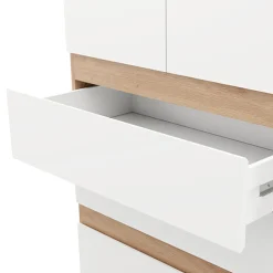 Guardaroba 3 Ante Bianco Opaco Marrone Rovere Nodi Appendiabiti 3 Cassetti 117x52 cm, 4 Ripiani - Zuccare