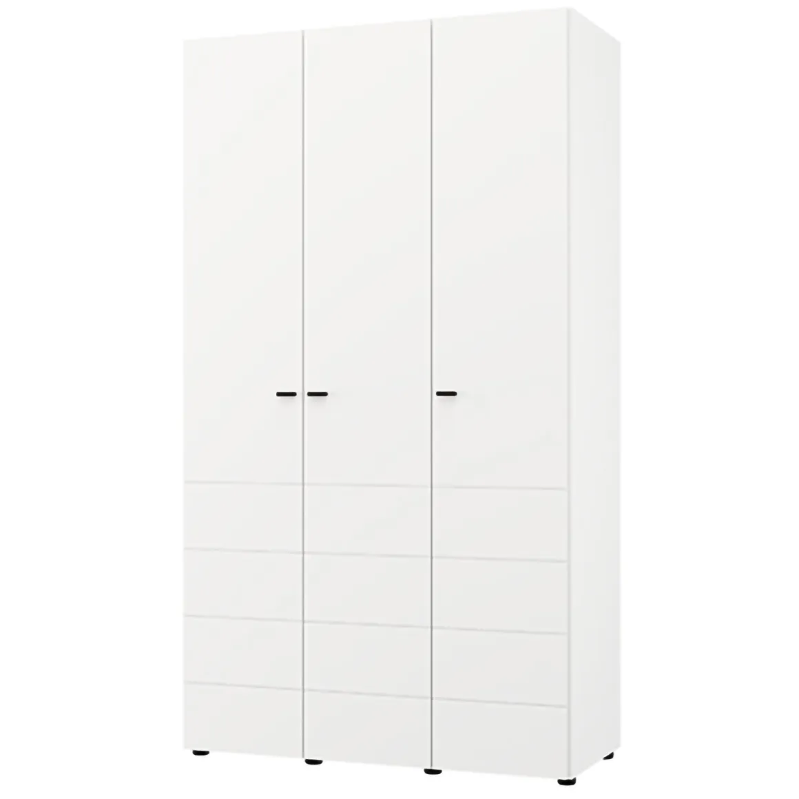 Guardaroba 3 Ante Bianco Opaco Nero Appendiabiti 4 Ripiani 117x52 cm, 3 Ante - Ronco