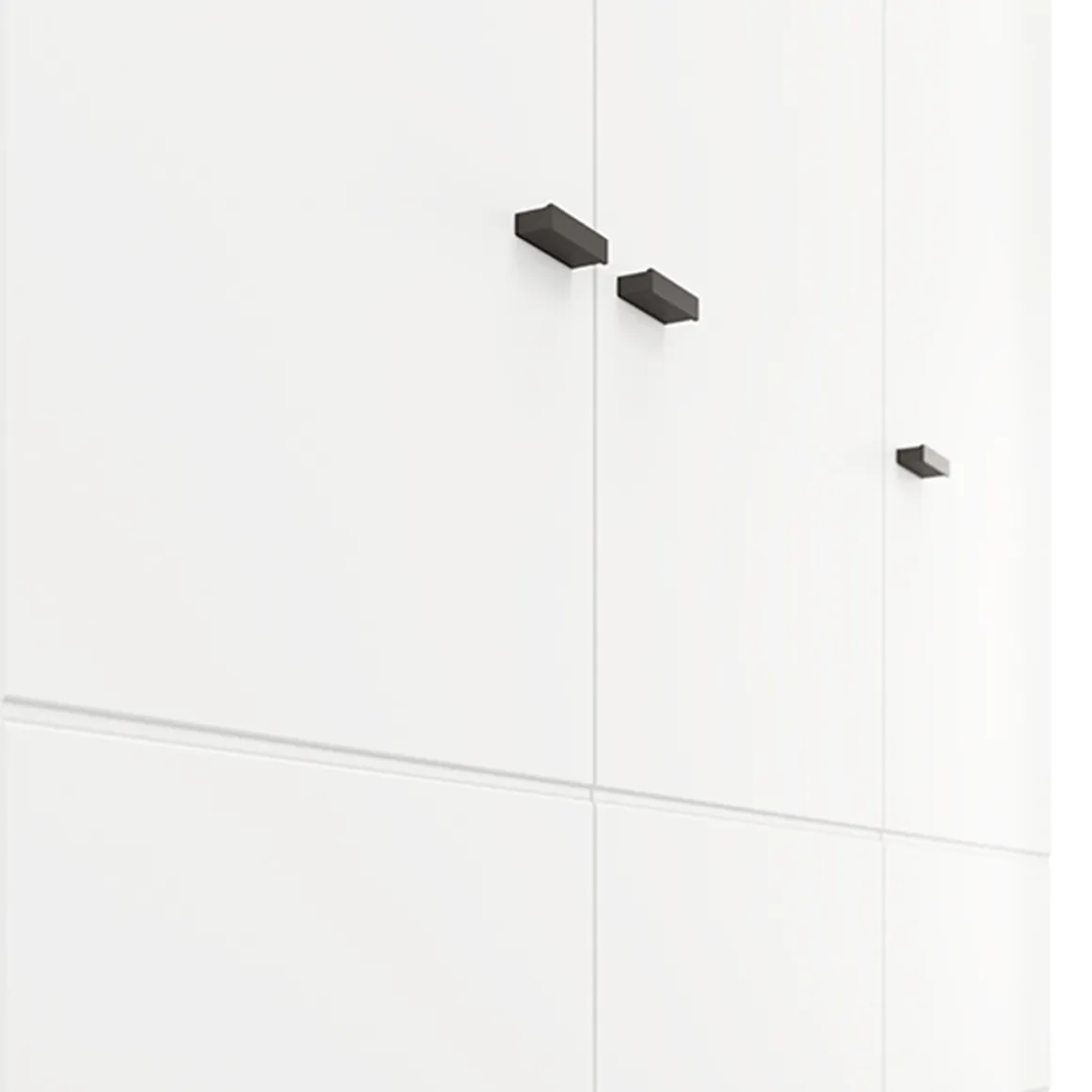 Guardaroba 3 Ante Bianco Opaco Nero Appendiabiti 4 Ripiani 117x52 cm, 3 Ante - Ronco
