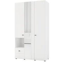 Guardaroba 3 Ante Bianco Opaco Nero Appendiabiti un Cassetto 117x52 cm, 5 Ripiani - Patzcu