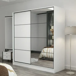 Guardaroba 2 Ante > Dmora Guardaroba 2 Ante 5 Ripiani Appendiabiti 180x210h cm, 2 Ante - Cascia Bianco