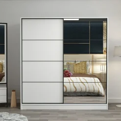 Guardaroba 2 Ante > Dmora Guardaroba 2 Ante 5 Ripiani Appendiabiti 180x210h cm, 2 Ante - Cascia Bianco
