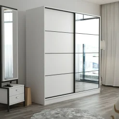 Guardaroba 2 Ante > Dmora Guardaroba 2 Ante 5 Ripiani Appendiabiti 180x210h cm, 2 Ante - Cascia Bianco