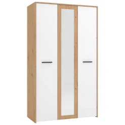 Guardaroba 3 Ante > Dmora Guardaroba 3 Ante Bianco Rovere Nodi Marrone Appendiabiti 5 Ripiani 119x53 cm, 7 Vani - Lavagno Marrone, Bianco Rovere Nodi