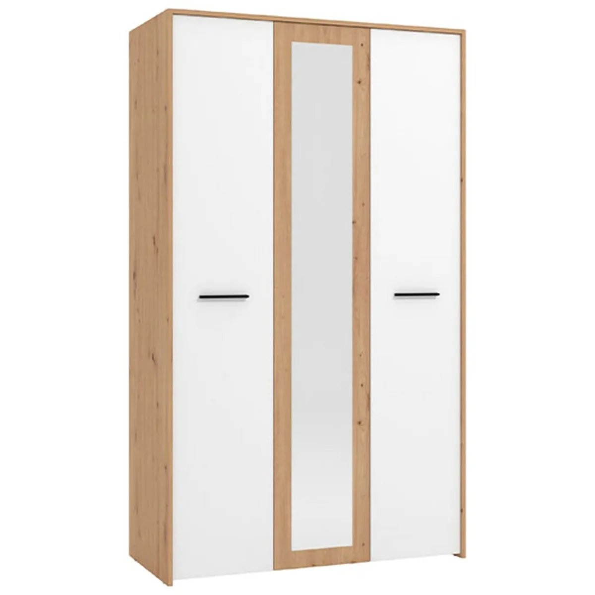 Guardaroba 3 Ante > Dmora Guardaroba 3 Ante Bianco Rovere Nodi Marrone Appendiabiti 5 Ripiani 119x53 cm, 7 Vani - Lavagno Marrone, Bianco Rovere Nodi