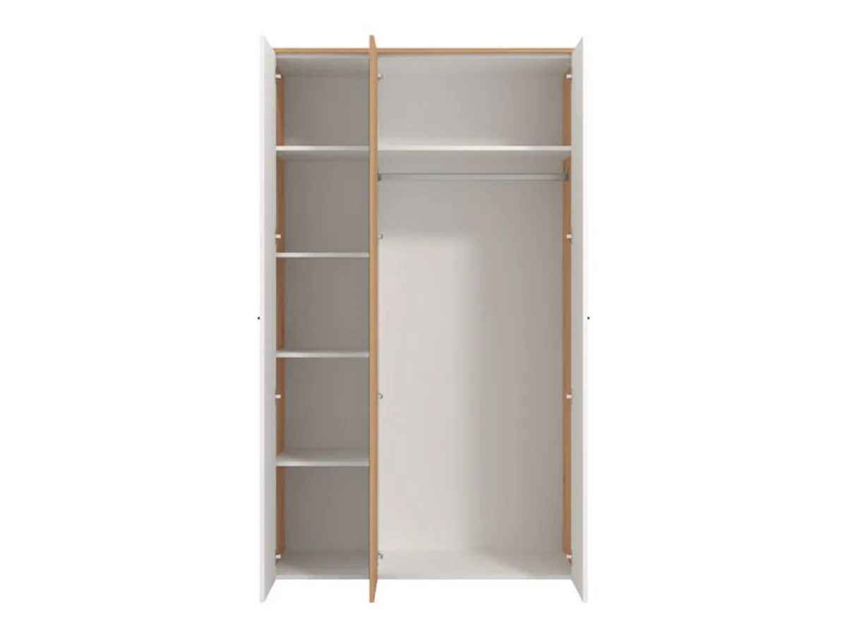 Guardaroba 3 Ante > Dmora Guardaroba 3 Ante Bianco Rovere Nodi Marrone Appendiabiti 5 Ripiani 119x53 cm, 7 Vani - Lavagno Marrone, Bianco Rovere Nodi