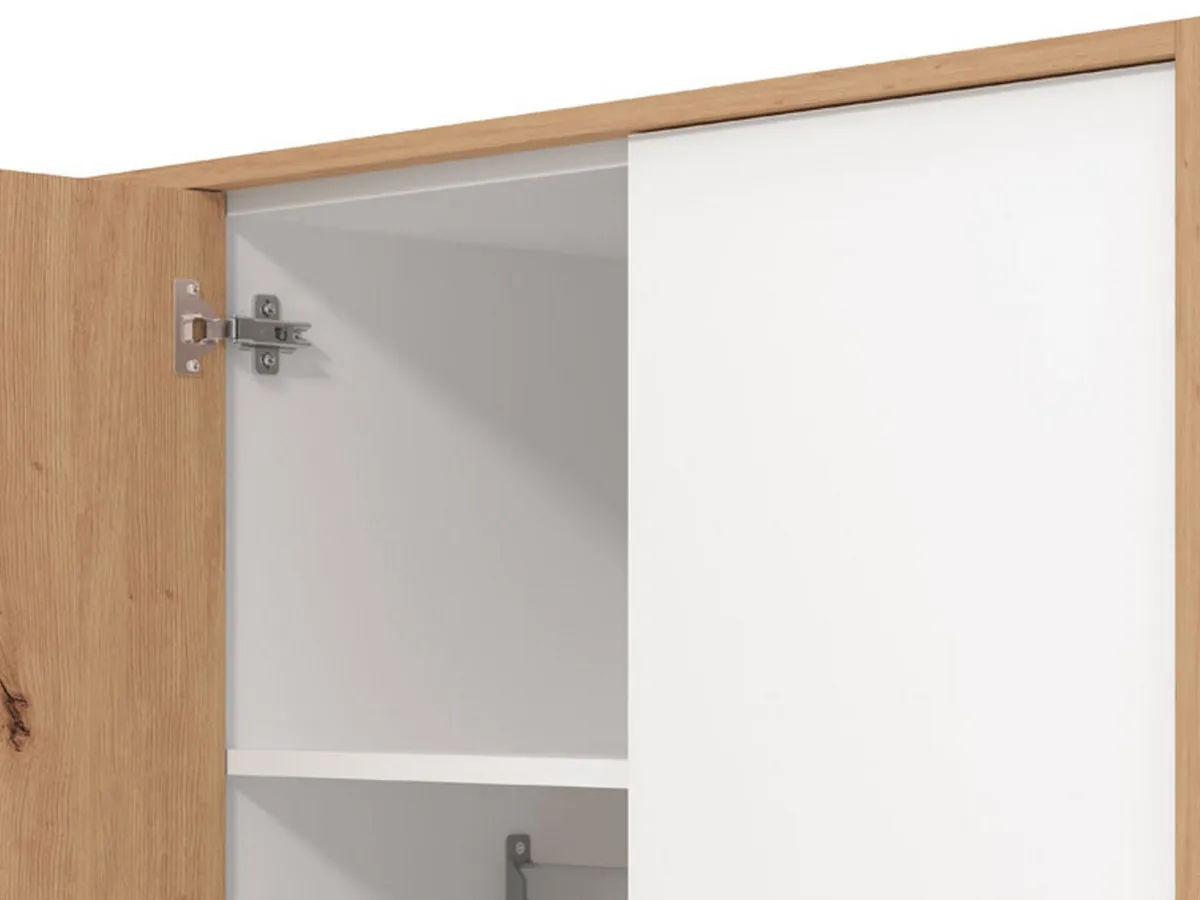 Guardaroba 3 Ante > Dmora Guardaroba 3 Ante Bianco Rovere Nodi Marrone Appendiabiti 5 Ripiani 119x53 cm, 7 Vani - Lavagno Marrone, Bianco Rovere Nodi