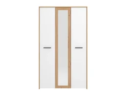 Guardaroba 3 Ante > Dmora Guardaroba 3 Ante Bianco Rovere Nodi Marrone Appendiabiti 5 Ripiani 119x53 cm, 7 Vani - Lavagno Marrone, Bianco Rovere Nodi