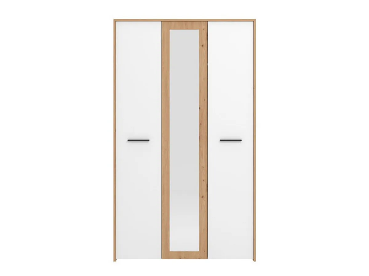 Guardaroba 3 Ante > Dmora Guardaroba 3 Ante Bianco Rovere Nodi Marrone Appendiabiti 5 Ripiani 119x53 cm, 7 Vani - Lavagno Marrone, Bianco Rovere Nodi