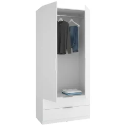 Guardaroba 2 Ante > Dmora Guardaroba 2 Ante un Ripiano Appendiabiti 51x204h cm, 2 Cassetti - Montclare Bianco