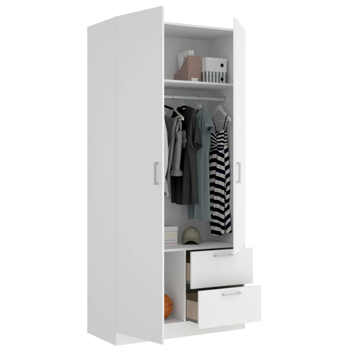 Camera Da Letto > Dmora Guardaroba 2 ante 100x215h cm - Amp Bianco