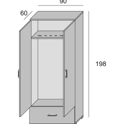Camera Da Letto > Dmora Guardaroba 2 ante 60x195h cm - Gertrude Bianco