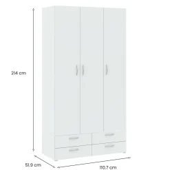 Guardaroba 3 Ante > Dmora Guardaroba 3 ante 110x214h cm - Randazzo Bianco