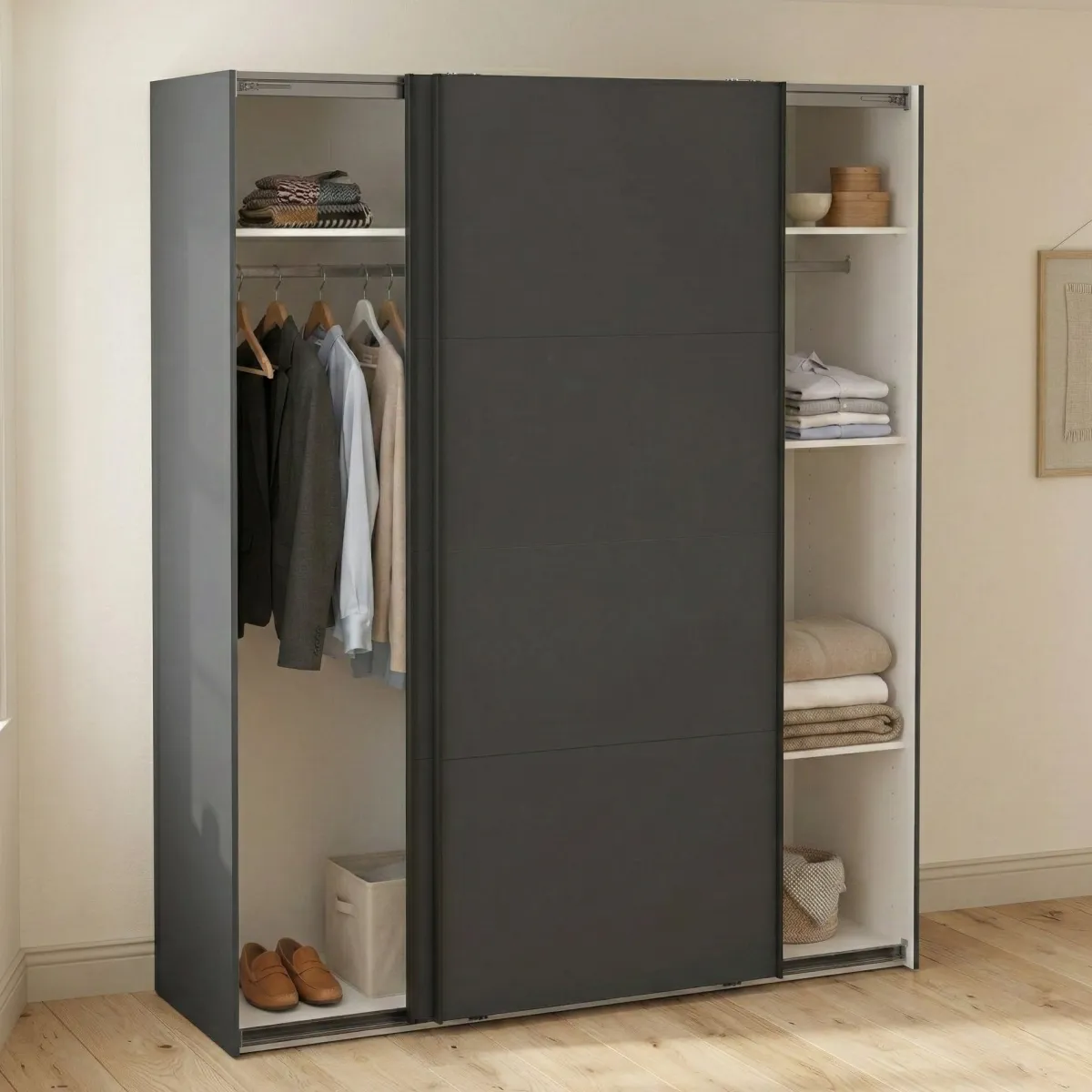 Armadi Multiuso 2 Ante > Dmora Guardaroba 2 ante ante scorrevoli 178x220h cm - Gomer Grigio