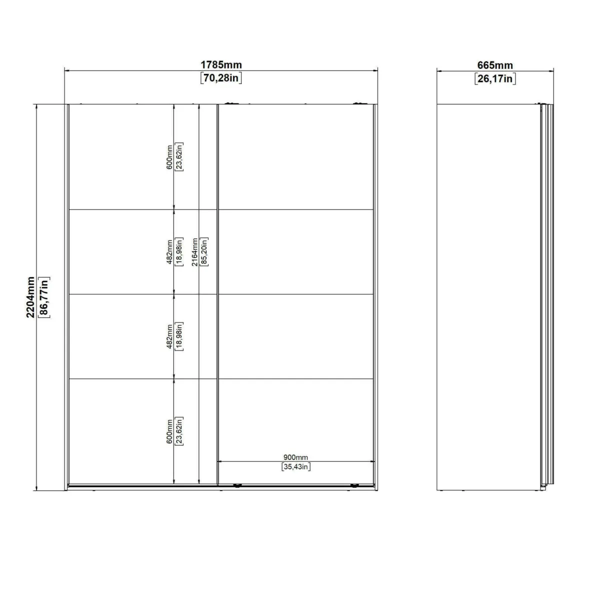 Armadi Multiuso 2 Ante > Dmora Guardaroba 2 ante ante scorrevoli 178x220h cm - Gomer Grigio