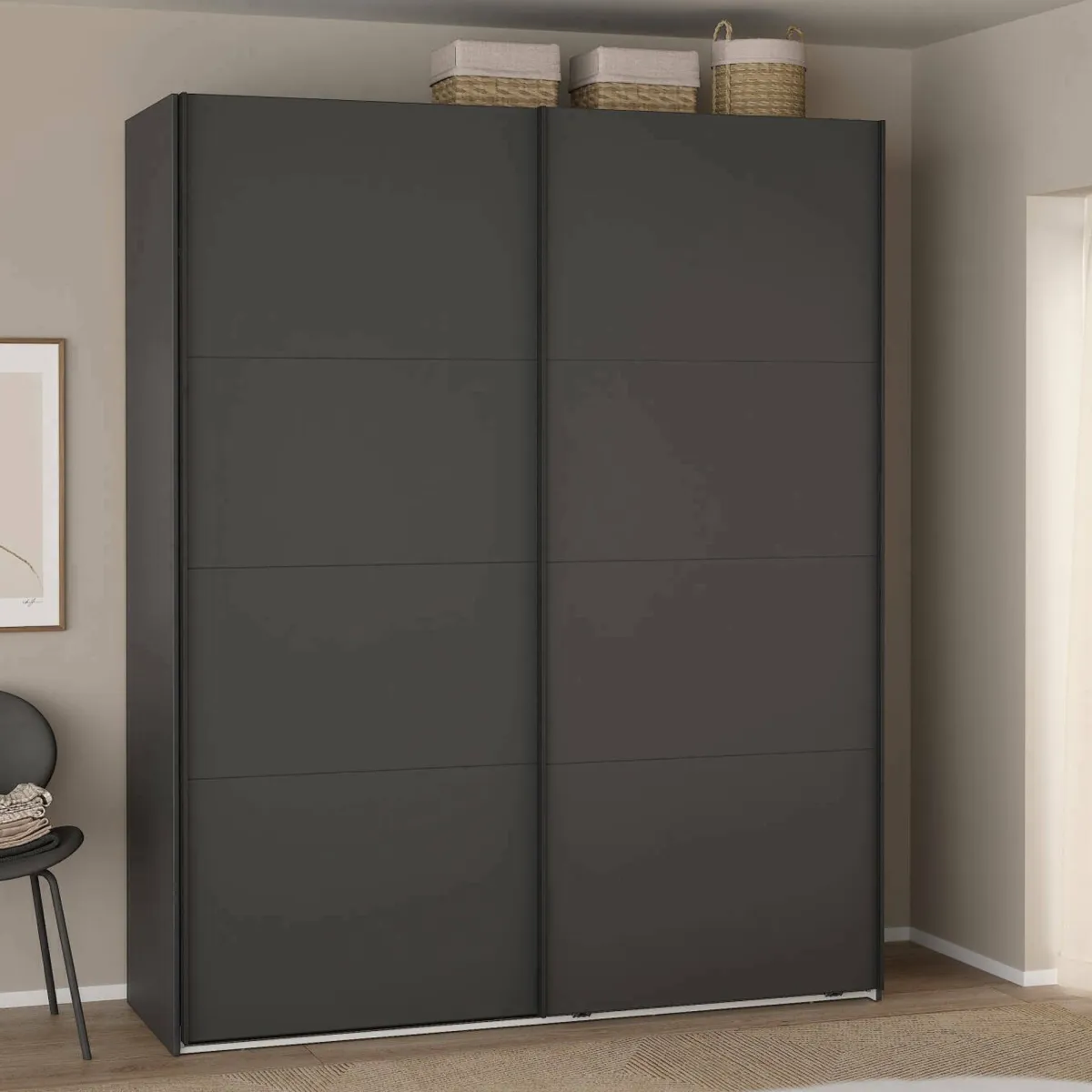 Armadi Multiuso 2 Ante > Dmora Guardaroba 2 ante ante scorrevoli 178x220h cm - Gomer Grigio