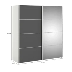 Guardaroba 2 ante grigio e bianco 182x201h cm - Cerreto