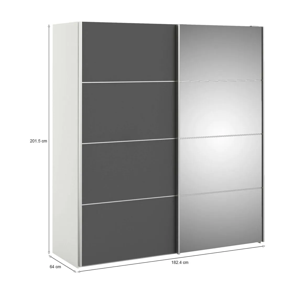 Guardaroba 2 ante grigio e bianco 182x201h cm - Cerreto