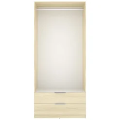 Guardaroba 2 Ante Marrone Bianco Rovere Appendiabiti 2 Cassetti 51x204h cm, un Ripiano - Montclare